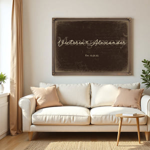 Custom Last Name Sign for Couples, Est. Wedding Date, Espresso & Turquoise, image 5