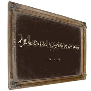 Custom Last Name Sign for Couples, Est. Wedding Date, Espresso & Turquoise, image 6
