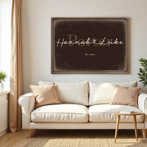 Personalized Anniversary Gift, Family Name Sign with First Names, Espresso & Turquoise, image 5