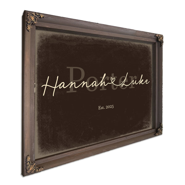 Personalized Anniversary Gift, Family Name Sign with First Names, Espresso & Turquoise, image 7