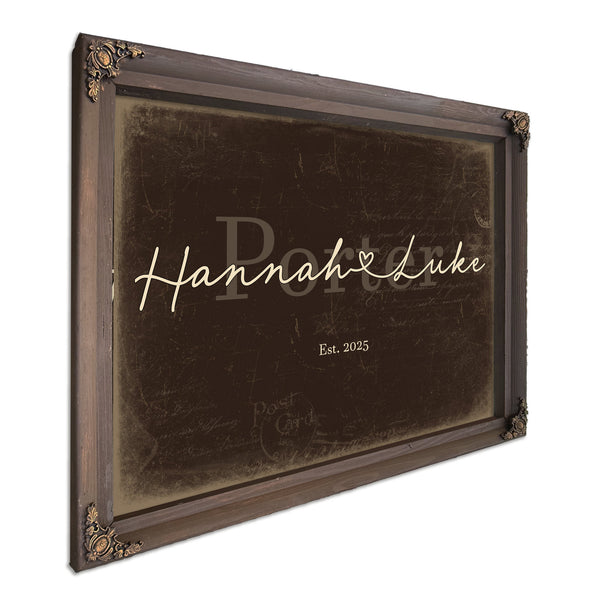 Personalized Anniversary Gift, Family Name Sign with First Names, Espresso & Turquoise, image 7