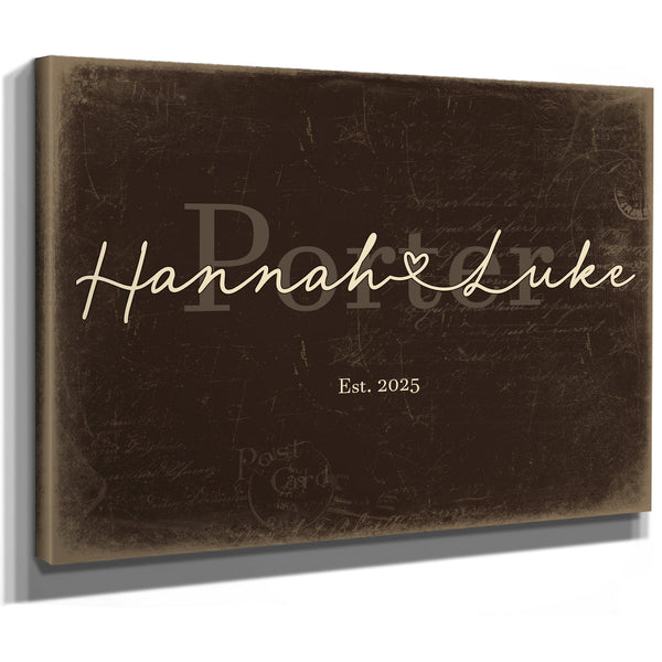 Personalized Anniversary Gift, Family Name Sign with First Names, Espresso & Turquoise, image 8