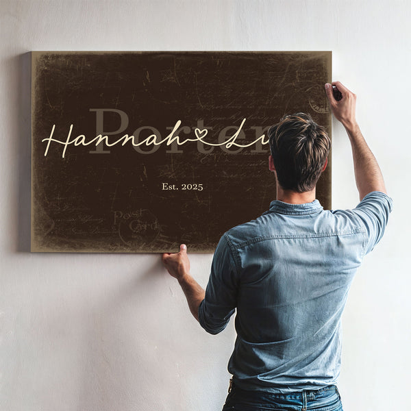 Personalized Anniversary Gift, Family Name Sign with First Names, Espresso & Turquoise, image 9