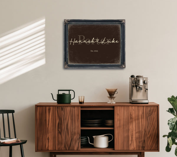 Personalized Anniversary Gift, Family Name Sign with First Names, Espresso & Turquoise, image 15