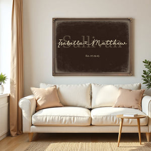 Mr & Mrs Last Name Sign, Personalized Wedding Gift, Espresso & Turquoise, image 5