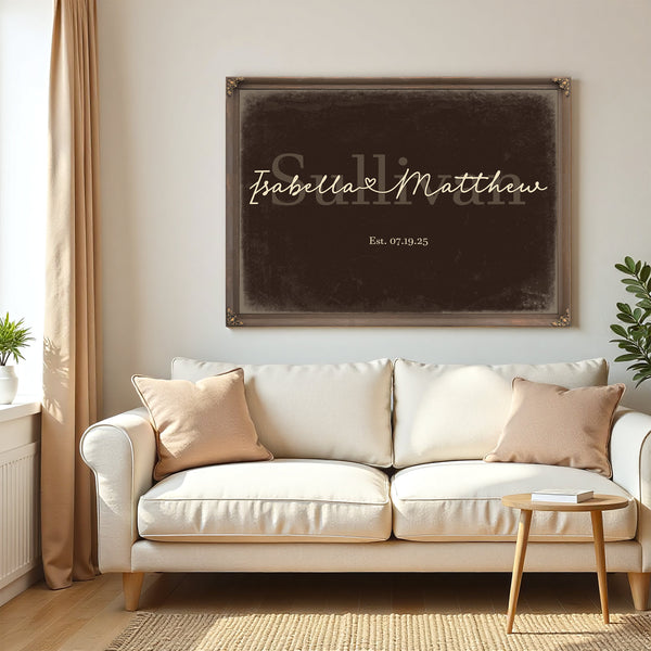 Mr & Mrs Last Name Sign, Personalized Wedding Gift, Espresso & Turquoise, image 5