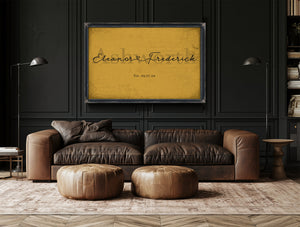 Personalized Wedding Sign, Last Name with Couple Names & Heart, Mustard & Black, image 17