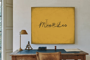 Custom Last Name Sign for Couples, Est. Wedding Date, Mustard & Black, image 2