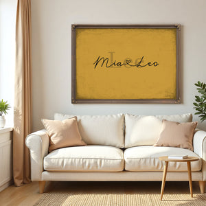 Custom Last Name Sign for Couples, Est. Wedding Date, Mustard & Black, image 5
