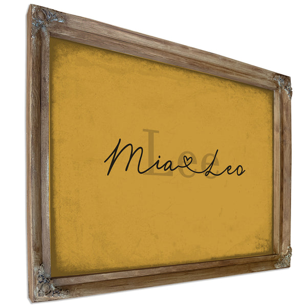 Custom Last Name Sign for Couples, Est. Wedding Date, Mustard & Black, image 6