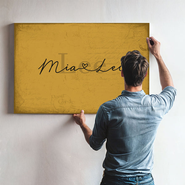 Custom Last Name Sign for Couples, Est. Wedding Date, Mustard & Black, image 9