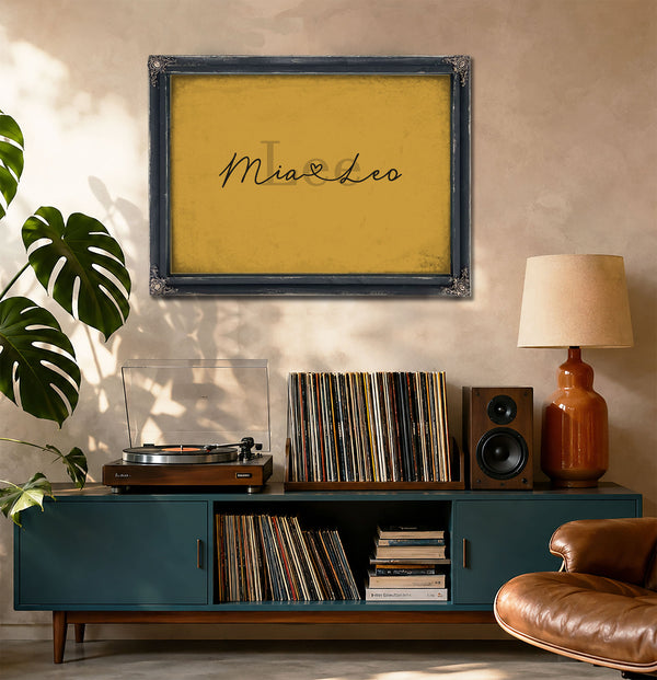 Custom Last Name Sign for Couples, Est. Wedding Date, Mustard & Black, image 20