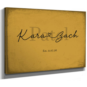 Personalized Anniversary Gift, Family Name Sign with First Names, Mustard & Black, image 8