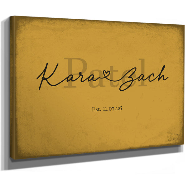 Personalized Anniversary Gift, Family Name Sign with First Names, Mustard & Black, image 8