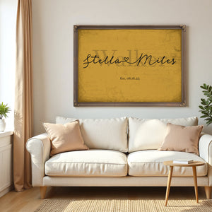 Mr & Mrs Last Name Sign, Personalized Wedding Gift, Mustard & Black, image 5