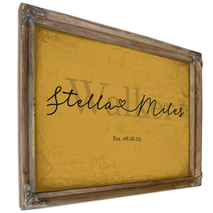 Mr & Mrs Last Name Sign, Personalized Wedding Gift, Mustard & Black, image 6