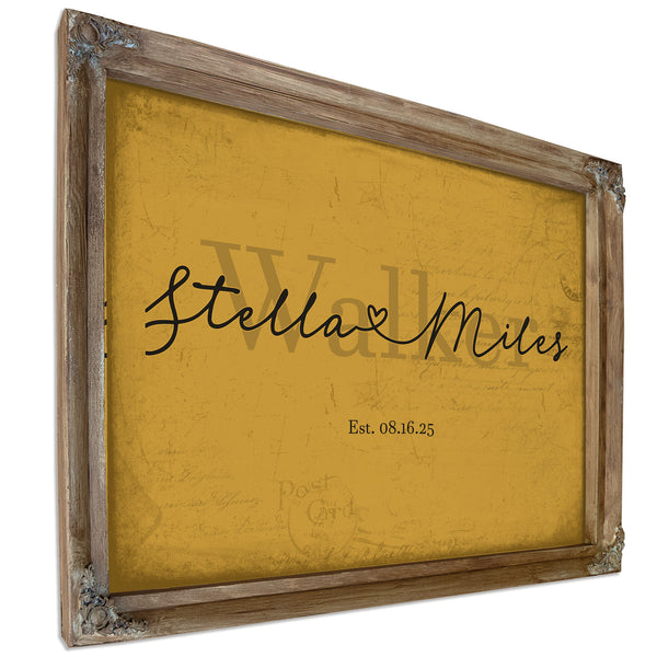 Mr & Mrs Last Name Sign, Personalized Wedding Gift, Mustard & Black, image 6