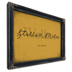 Mr & Mrs Last Name Sign, Personalized Wedding Gift, Mustard & Black, image 1