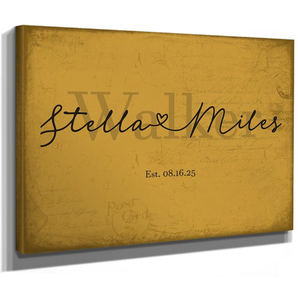 Mr & Mrs Last Name Sign, Personalized Wedding Gift, Mustard & Black, image 8