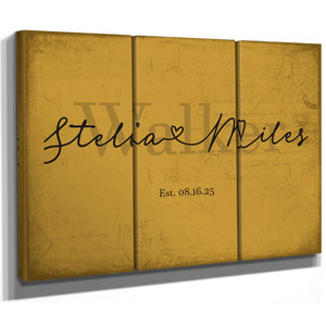 Mr & Mrs Last Name Sign, Personalized Wedding Gift, Mustard & Black, image 14