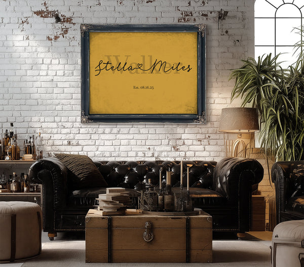 Mr & Mrs Last Name Sign, Personalized Wedding Gift, Mustard & Black, image 18