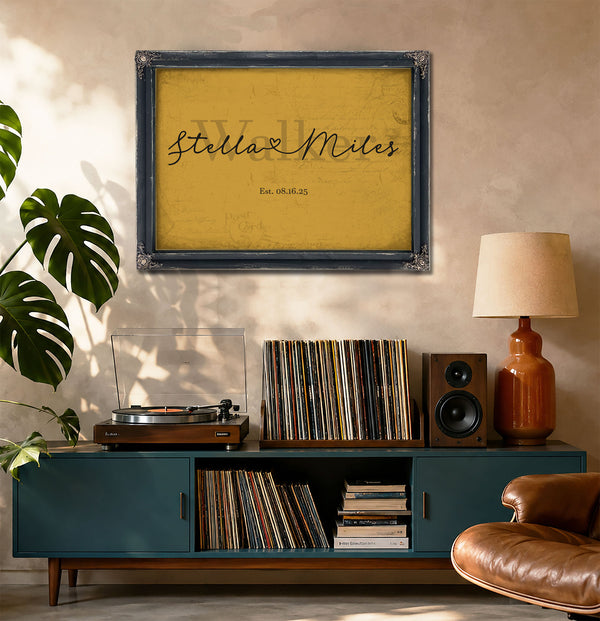 Mr & Mrs Last Name Sign, Personalized Wedding Gift, Mustard & Black, image 20