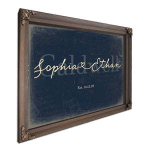 Personalized Anniversary Gift, Family Name Sign with First Names, Navy & Brass, image 7