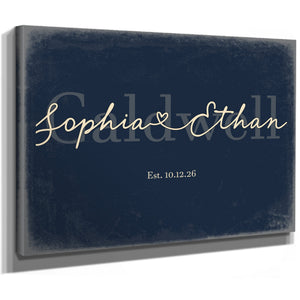 Personalized Anniversary Gift, Family Name Sign with First Names, Navy & Brass, image 8