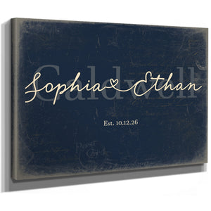 Personalized Anniversary Gift, Family Name Sign with First Names, Navy & Brass, image 8