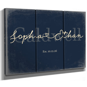Personalized Anniversary Gift, Family Name Sign with First Names, Navy & Brass, image 14