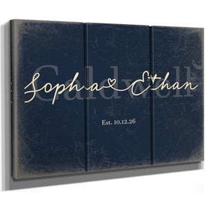 Personalized Anniversary Gift, Family Name Sign with First Names, Navy & Brass, image 14