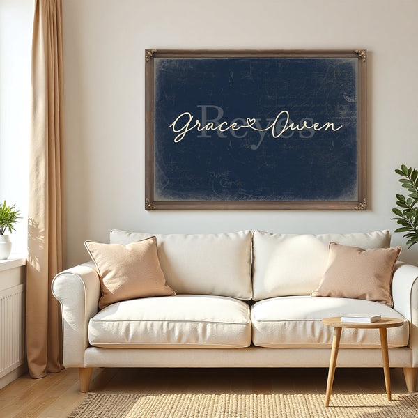 Mr & Mrs Last Name Sign, Personalized Wedding Gift, Navy & Brass, image 5