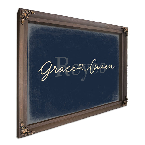 Mr & Mrs Last Name Sign, Personalized Wedding Gift, Navy & Brass, image 7