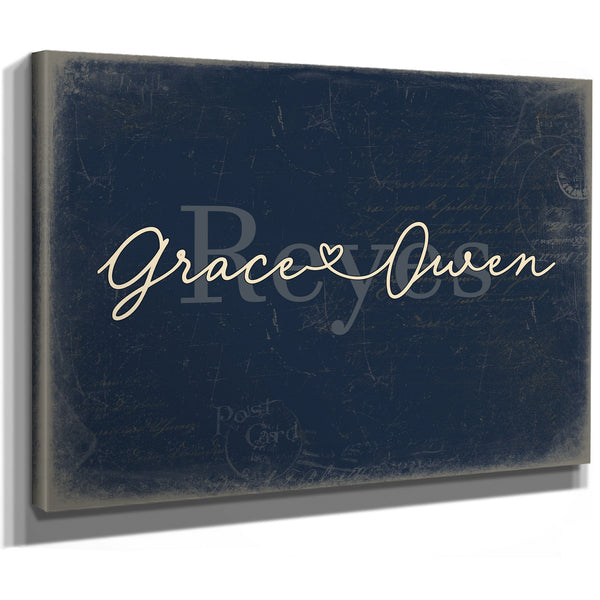 Mr & Mrs Last Name Sign, Personalized Wedding Gift, Navy & Brass, image 8
