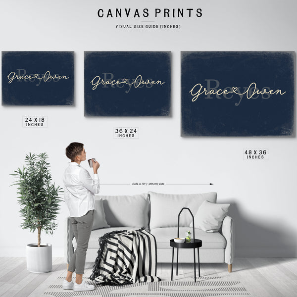 Mr & Mrs Last Name Sign, Personalized Wedding Gift, Navy & Brass, image 10