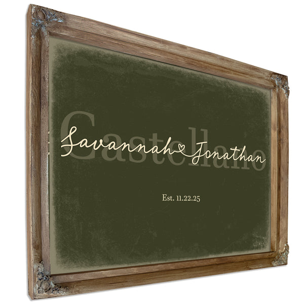 Personalized Wedding Sign, Last Name with Couple Names & Heart, Olive & Brick, image 6