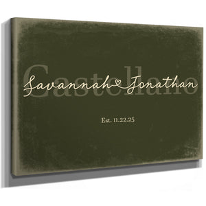 Personalized Wedding Sign, Last Name with Couple Names & Heart, Olive & Brick, image 8