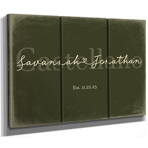 Personalized Wedding Sign, Last Name with Couple Names & Heart, Olive & Brick, image 14