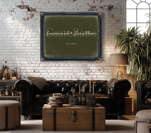 Personalized Wedding Sign, Last Name with Couple Names & Heart, Olive & Brick, image 18