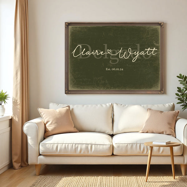 Custom Last Name Sign for Couples, Est. Wedding Date, Olive & Brick, image 5