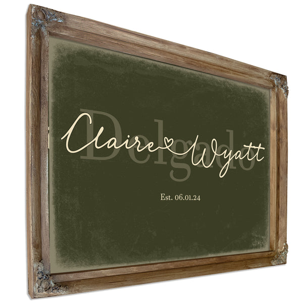 Custom Last Name Sign for Couples, Est. Wedding Date, Olive & Brick, image 6