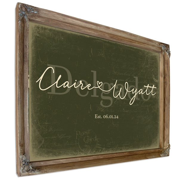 Custom Last Name Sign for Couples, Est. Wedding Date, Olive & Brick, image 6