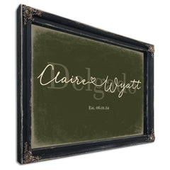 Custom Last Name Sign for Couples, Est. Wedding Date, Olive & Brick, image 1