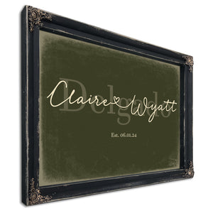Custom Last Name Sign for Couples, Est. Wedding Date, Olive & Brick, image 1