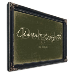 Custom Last Name Sign for Couples, Est. Wedding Date, Olive & Brick, image 1