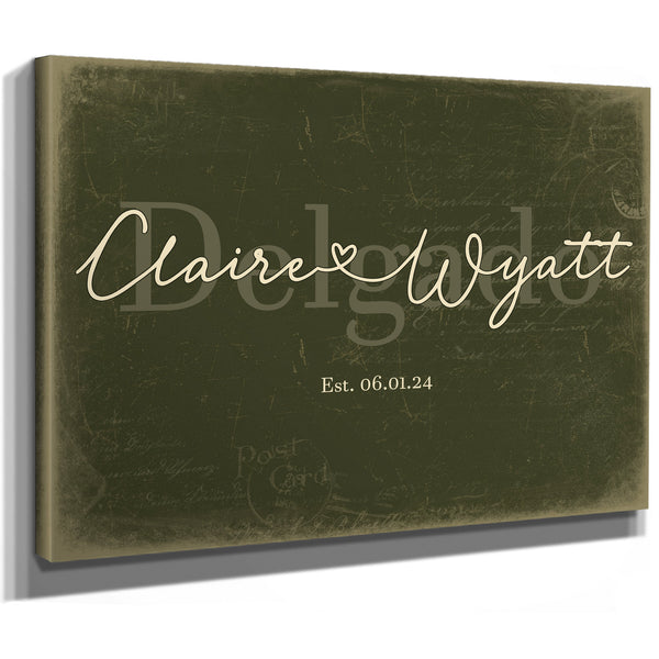 Custom Last Name Sign for Couples, Est. Wedding Date, Olive & Brick, image 8