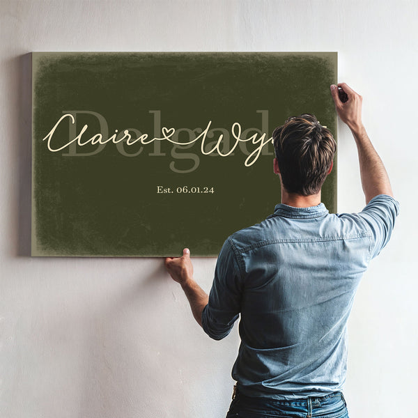 Custom Last Name Sign for Couples, Est. Wedding Date, Olive & Brick, image 9