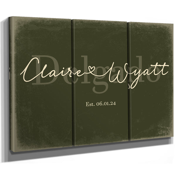 Custom Last Name Sign for Couples, Est. Wedding Date, Olive & Brick, image 14