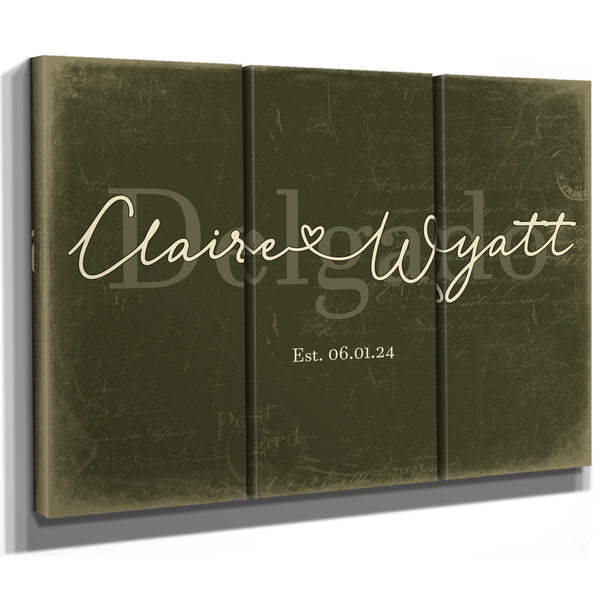 Custom Last Name Sign for Couples, Est. Wedding Date, Olive & Brick, image 14