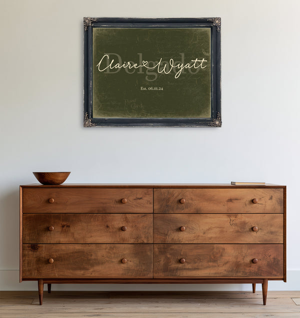 Custom Last Name Sign for Couples, Est. Wedding Date, Olive & Brick, image 19